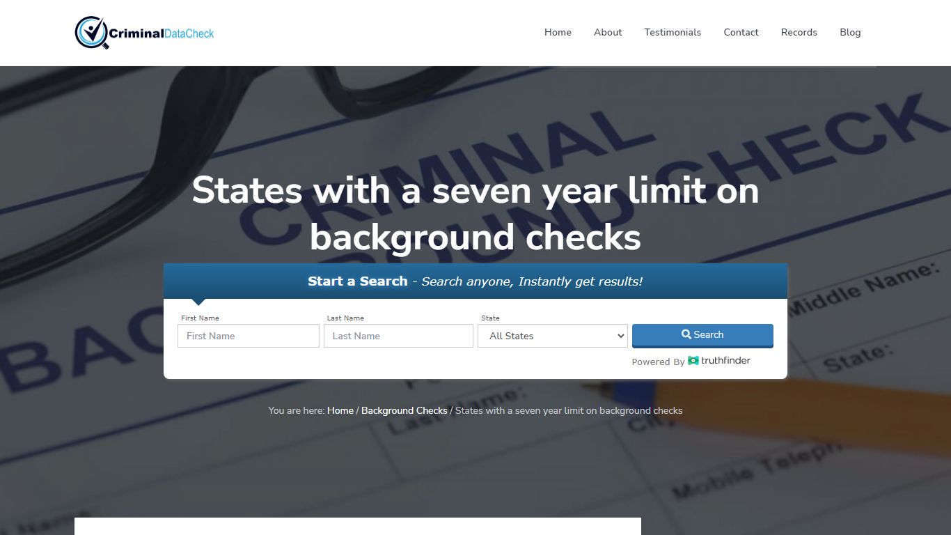 States with a seven year limit on background checks